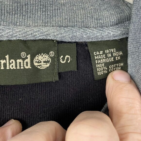 Timberland Mens Sweatshirt Small Gray Striped Crewneck Long Sleeve Pullover Logo - Picture 5 of 9